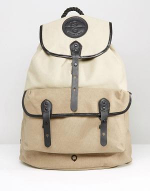 Парусиновый рюкзак с кожаной отделкой и карманом Roban Stighlorgan. Цвет: светло-серый