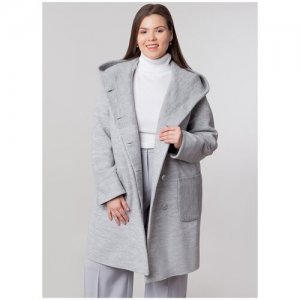 Пальто полушерстяное 50, , размер 56, серый GallaLady. Цвет: серый