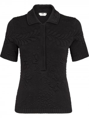 Жаккардовая рубашка поло с короткими рукавами Fendi. Цвет: черный
