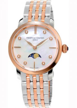 Швейцарские наручные женские часы FC-206MPWD1S2B. Коллекция Slim Line Moonphase Frederique Constant