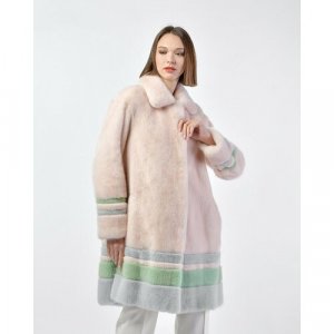 Пальто , норка, силуэт трапеция, карманы, размер 42/48, розовый Vinicio Pajaro. Цвет: розовый