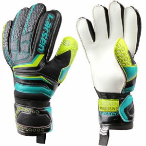 Вратарские перчатки , регулируемые манжеты, размер 10, мультиколор Larsen. Цвет: черный/зеленый/голубой