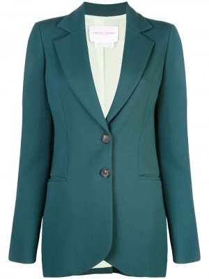 Удлиненный костюмный пиджак Carolina Herrera. Цвет: зеленый