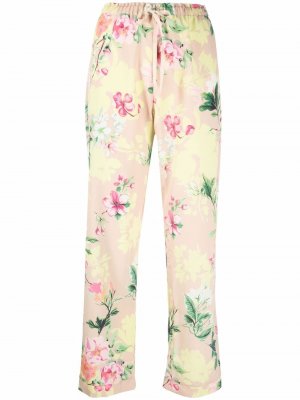 Floral-print pajama-style straight trousers Maison Lejaby. Цвет: бежевый