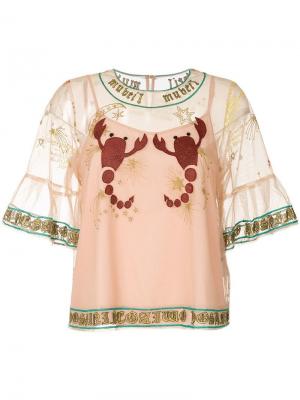Прозрачная блузка с вышивкой Muveil. Цвет: нейтральные цвета