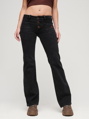 Винтажные узкие расклешенные джинсы из смеси органического хлопка с низкой посадкой , уолкотт блэк стоун Superdry