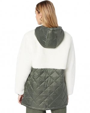 Куртка Hooded Sherpa Quilted Mix Media Jacket, оливковый Sanctuary