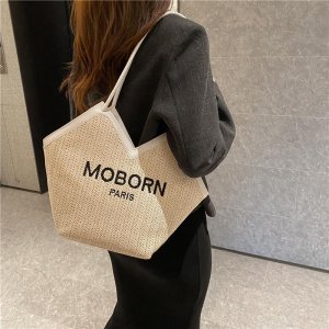 Соломенная сумка большой вместимости, плетеная осенне-зимняя новая модная через плечо под мышками VIA ROMA
