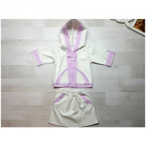 Комплект одежды , рубашка и юбка, повседневный стиль, размер 98, белый, розовый лео. Цвет: фиолетовый/белый