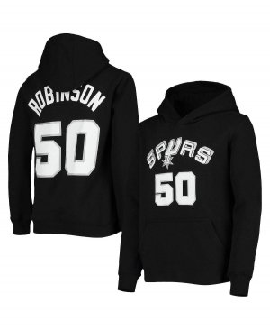 Черный пуловер с капюшоном David Robinson San Antonio Spurs из твердой древесины для мальчиков и девочек именем номером Mitchell & Ness
