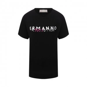 Хлопковая футболка Ermanno Firenze. Цвет: чёрный