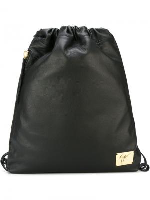 Рюкзак со сборкой на шнуровке Giuseppe Zanotti Design. Цвет: чёрный