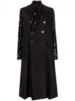 Двубортное пальто с пайетками Junya Watanabe. Цвет: черный