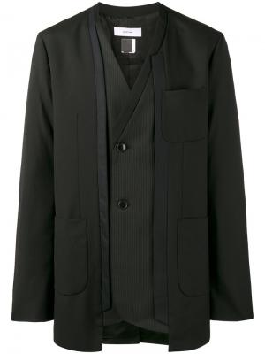 Асимметричный пиджак-кимоно Facetasm. Цвет: чёрный