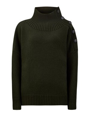 Свободный свитер из шерсти и кашемира с застежкой на пуговицы YVES SALOMON. Цвет: зеленый