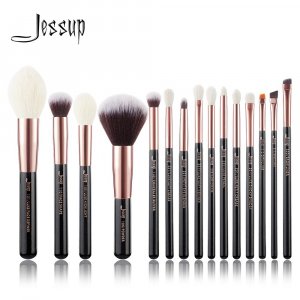 Набор профессиональных кистей для макияжа, 15 шт (Rose Gold / Black) Jessup