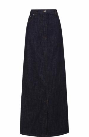 Джинсовая юбка-макси с контрастной прострочкой и карманами Dries Van Noten. Цвет: синий