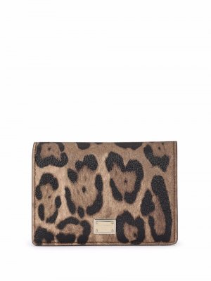 Leopard-print bi-fold wallet Dolce & Gabbana. Цвет: коричневый