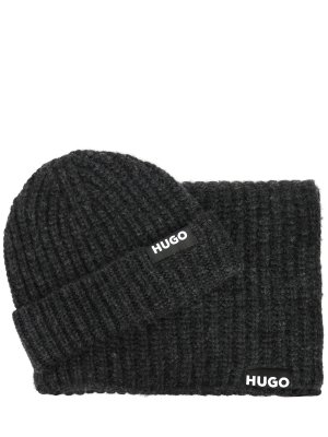 Комплект шапка и шарф HUGO. Цвет: серый