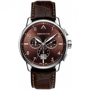 Швейцарские наручные часы Cornavin CO.BD.11.L с хронографом. Цвет: коричневый