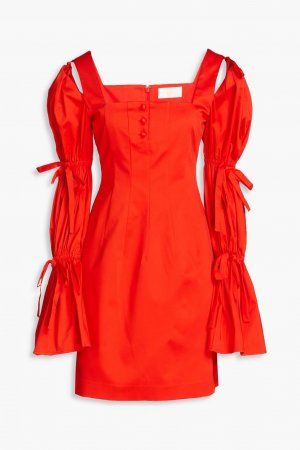 Платье мини из эластичного хлопкового поплина с завязками , красный Sara Battaglia