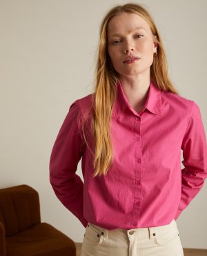 Женская рубашка из 100% хлопка с длинными рукавами , фуксия Yerse