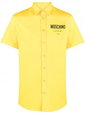 Рубашка с короткими рукавами и логотипом Moschino. Цвет: желтый