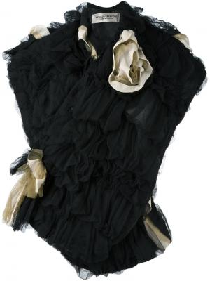 Тюлевая шаль с цветочной аппликацией Comme Des Garçons Vintage. Цвет: чёрный