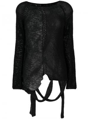 Асимметричный свитер с перфорацией Almaz. Цвет: черный