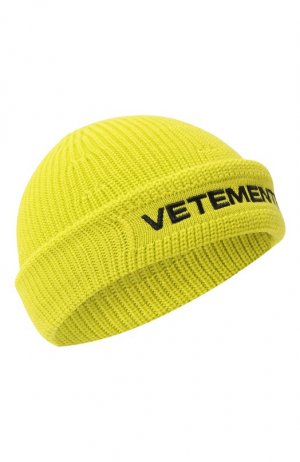 Шерстяная шапка VETEMENTS. Цвет: жёлтый