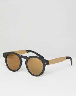 Черно-золотистые круглые солнцезащитные очки Clement Komono. Цвет: черный
