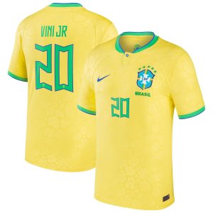 Мужская желтая футболка Vinicius Junior сборной Бразилии 2022/23, реплика домашнего джерси Nike