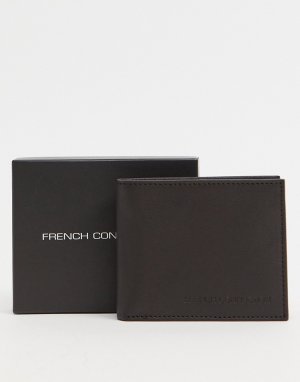Коричневый классический кожаный бумажник -Коричневый цвет French Connection