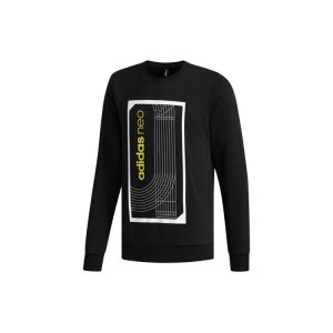 Neo Favorite Sweatshirt with Sports Running Print and Stripes Men Black DM2186 Adidas