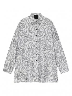 Рубашка оверсайз с длинной спиной из шелка принтом , серый Givenchy