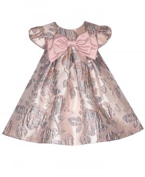 Платье металлик с короткими рукавами и цветочным принтом для маленьких девочек , мультиколор Bonnie Baby