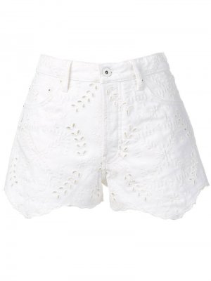 Джинсовые шорты с вышивкой Off-White. Цвет: белый
