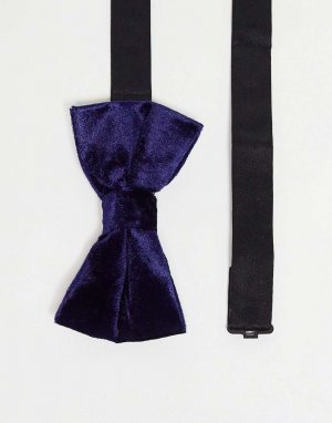 Темно-синий бархатный галстук-бабочка French Connection