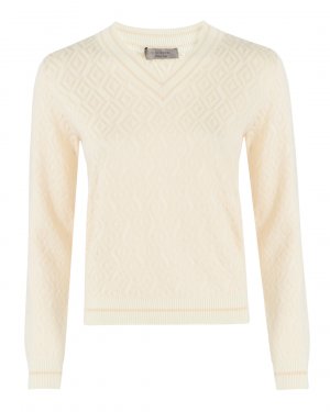 Шерстяной пуловер D.EXTERIOR. Цвет: бежевый+белый