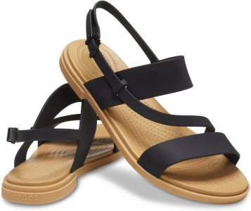 Сандалии на плоской подошве Tulum Strappy Sandal , цвет Black/Tan Crocs
