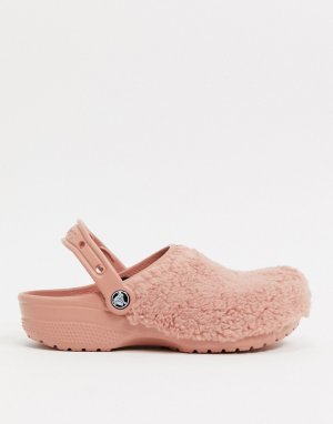 Пушистая обувь пудрового цвета Classic fuzz mania-Розовый Crocs