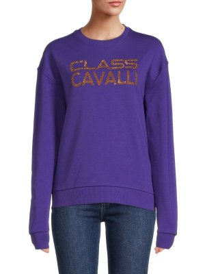 Толстовка Cavalli CLASS с круглым вырезом и логотипом, фиолетовый
