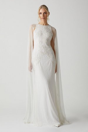 Украшенное свадебное платье премиум-класса с рукавами-накидкой , белый Coast