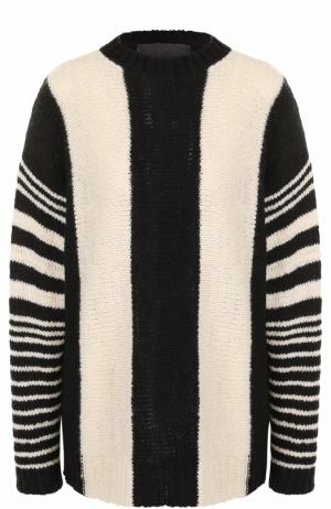 Удлиненный кашемировый пуловер с круглым вырезом The Elder Statesman. Цвет: черно-белый