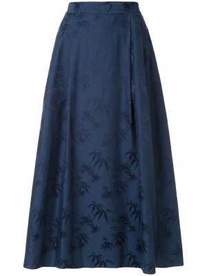 Жаккардовая расклешенная юбка макси Bamboo Shanghai Tang. Цвет: синий