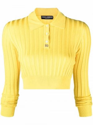 Укороченная рубашка поло с логотипом DG Dolce & Gabbana. Цвет: желтый
