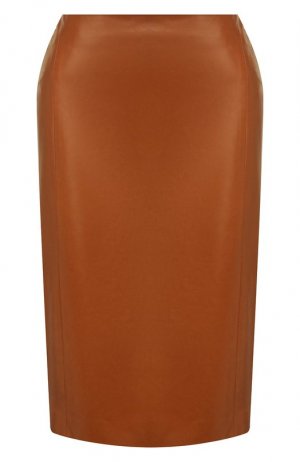 Кожаная юбка Ralph Lauren. Цвет: коричневый