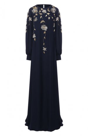 Шелковое платье-туника Oscar de la Renta. Цвет: синий