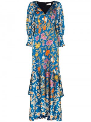 Длинное платье с цветочным принтом Peter Pilotto. Цвет: синий