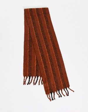 Шарф-одеяло в коричнево-оранжевую полоску DESIGN Asos